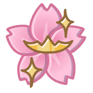 Pink cherry blossom with a tiara in the center with two sparkles